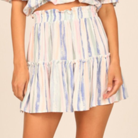 NWT [Ocean Drive] Tie-Dye Ruffled Short Skirt - Elastic Waist - Women's Size M - Picture 2 of 9